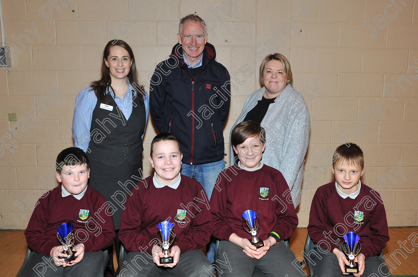 DSC 0113 
 First place in the Senior section of the annual St. Jarlath's Credit Union Quiz were St. Pat's Primary School, Tuam. (Front) Owen Halion, Jonathan Newman, Steven Sreberski, Sean Rattigan. (Back) Karen Byrne (St. Jarlath's Credit Union), Aidan Burke (Teacher) and Anne Marie Creaven (St. Jarlath's Credit Union).