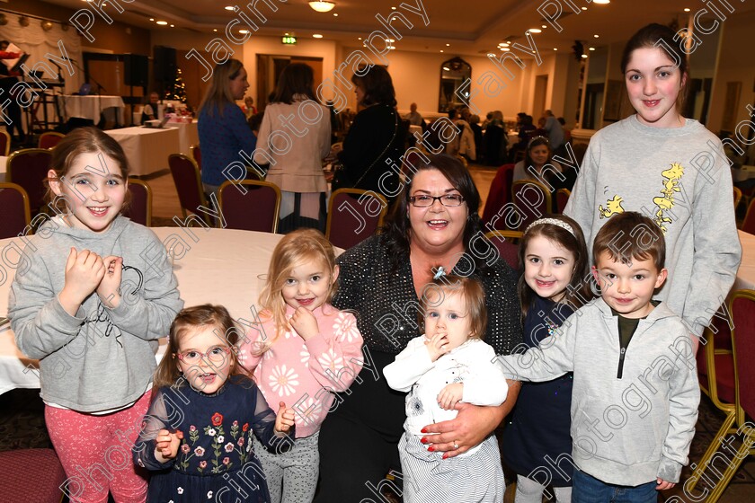 DSC 1724 
 Noreen Haugh with Aoileann Noone, Katie Cosgrove, Lauren Jones, Elsie and Layla de Silva, Bobby Jones and Mia Noone at the launch of The Tuam Women's Shed Cd in aid of Hand in Hand at the Ard Ri House Hotel, Tuam.